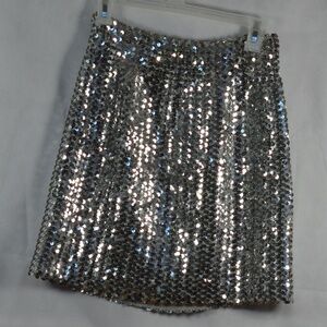 Silver Sequin Stretchy Skirt SZ 7-9
